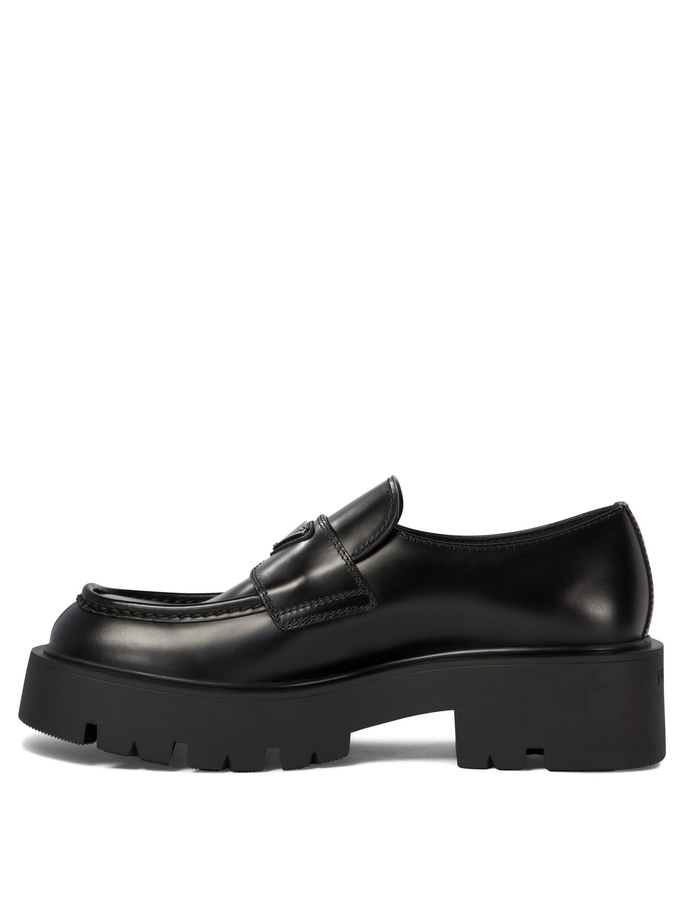 PRADA Black   Brushed leather loafers